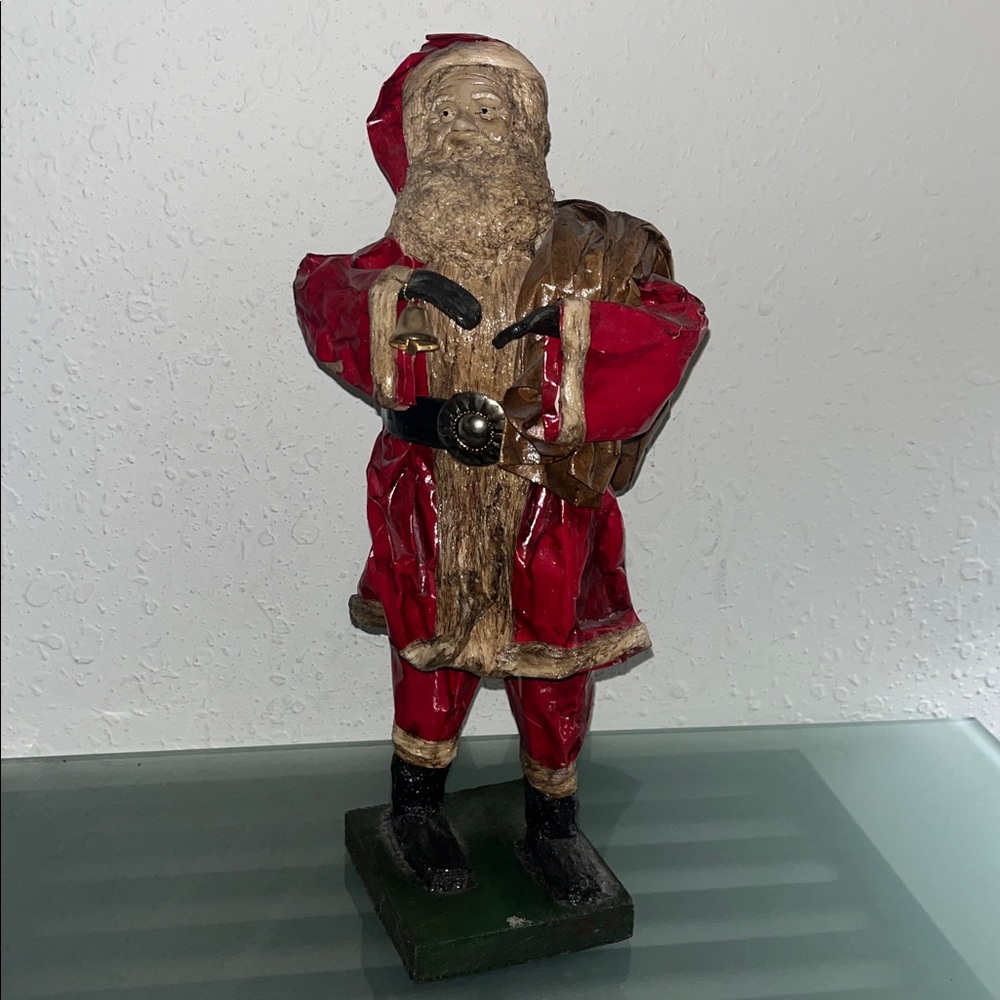 Vintage Santa Claus Hand Made Paper Mache Folk Art Figurine 14”